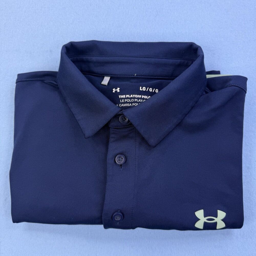 UA Under Armour Men's Polo PlayOff Navy Blue/Green/Mint Size L 1189